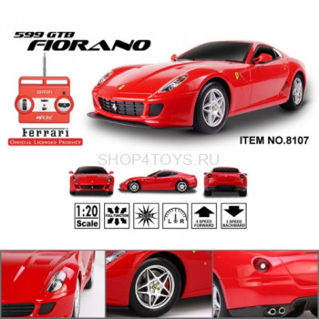 Радиоуправляемая машина MJX Ferrari 599 GTB Fiorano 1:20 - 8107 Полноуправляемая модель, полностью повторяющая внешний вид автомобиля Феррари 599 GTB Фиорано. Игрушка официально лицензирована Ferrari Spa.