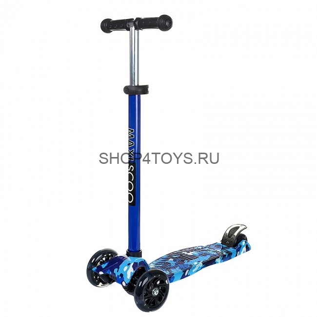 Самокат Maxiscoo Junior Трехколесный Детский с Рисунком Синий Камуфляж - MSC-J091808 Самокат Maxiscoo Junior Трехколесный Детский с Рисунком Синий Камуфляж - MSC-J091808