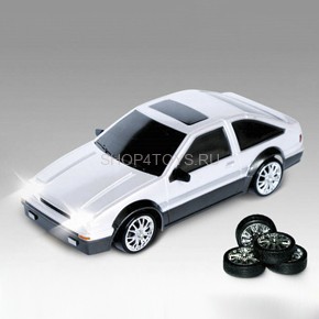 Радиоуправляемая машинка для дрифта Toyota Corolla Trueno AE86 GT 1:24 - 666-221 ПОЛНЫЙ ПРИВОД! Сменные колеса! Светящиеся фары при движении вперед, задние светящиеся стоп-сигналы!