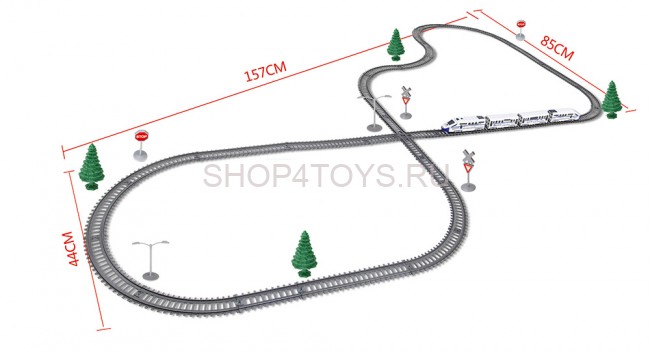 Железная дорога, скоростной поезд, дорожные знаки, длина полотна 457 см - BSQ-2183 Железная дорога, скоростной поезд, дорожные знаки, длина полотна 457 см - BSQ-2183