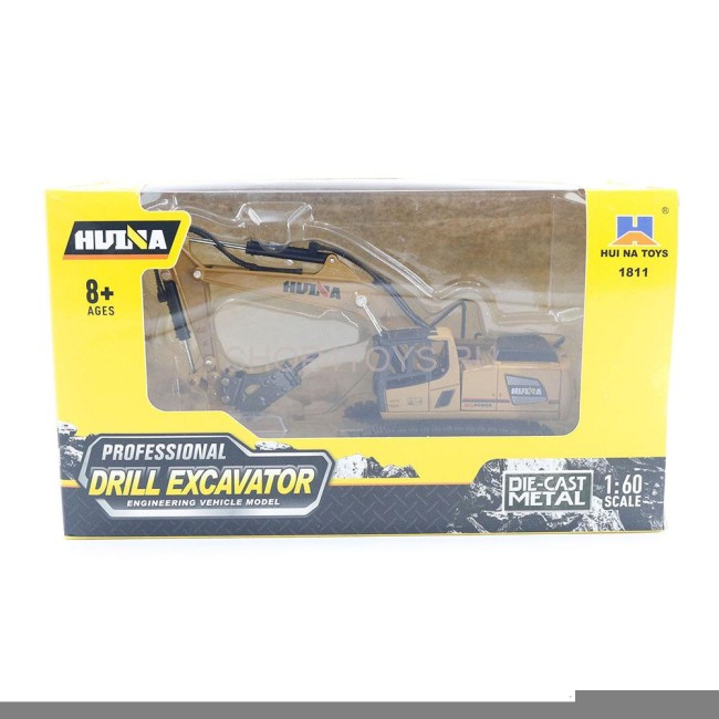 Металлический экскаватор с отбойным молотом HUI NA TOYS масштаб 1:60 - HN1811