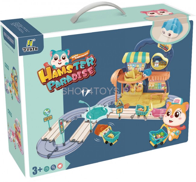 Игровой набор Fenfa "Город хомяков" Синий хомяк и супермаркет со светом и звуком - 1619E Игровой набор Fenfa "Город хомяков" Синий хомяк и супермаркет со светом и звуком - 1619E