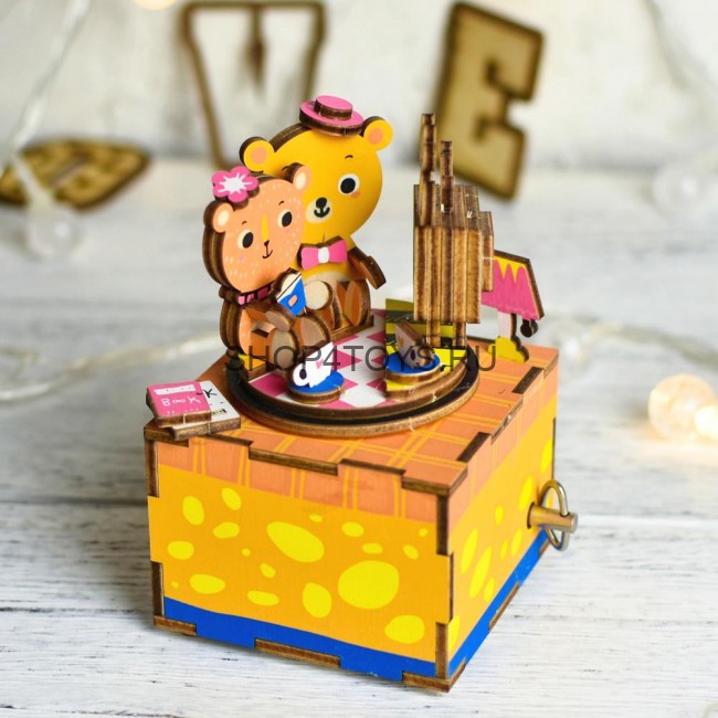 Деревянный 3D конструктор - музыкальная шкатулка Robotime "Love Story" - AM310 Деревянный 3D конструктор - музыкальная шкатулка Robotime "Love Story" - AM310