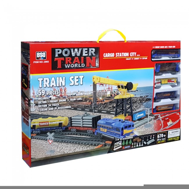 Железная дорога с подъемным краном, длина полотна 670 см - BSQ-2082 Железная дорога с подъемным краном, длина полотна 670 см - BSQ-2082