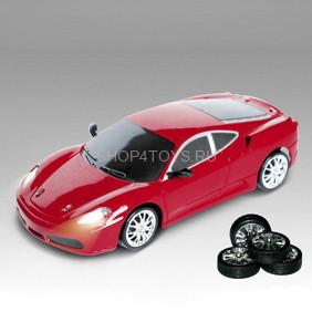 Радиоуправляемая машинка для дрифта Ferrari F430 1:24 - 666-223 ПОЛНЫЙ ПРИВОД! Сменные колеса! Светящиеся фары при движении вперед, задние светящиеся стоп-сигналы!
