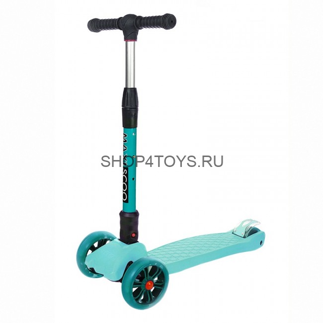 Самокат Maxiscoo Junior Delux Трехколесный Складной со Светящимися Колесами, Мятный - MSC-J091805D Самокат Maxiscoo Junior Delux Трехколесный Складной со Светящимися Колесами, Мятный - MSC-J091805D