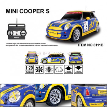 Радиоуправляемая машина MJX Mini Cooper S 1:20 - 8111B Полноуправляемая модель, полностью повторяющая внешний вид автомобиля Мини Купер Спорт. Игрушка официально лицензирована.