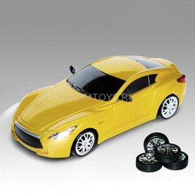 Радиоуправляемая машинка для дрифта Aston Martin 1:24 - 666-226 ПОЛНЫЙ ПРИВОД! Сменные колеса! Светящиеся фары при движении вперед, задние светящиеся стоп-сигналы!