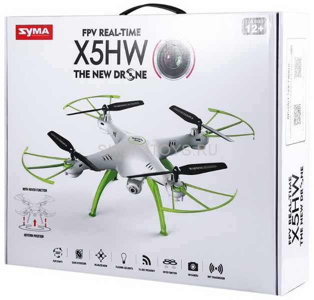 Радиоуправляемый белый квадрокоптер Syma X5HW с барометром Wi-Fi FPV - X5HW Радиоуправляемый белый квадрокоптер Syma X5HW с барометром Wi-Fi FPV - X5HW