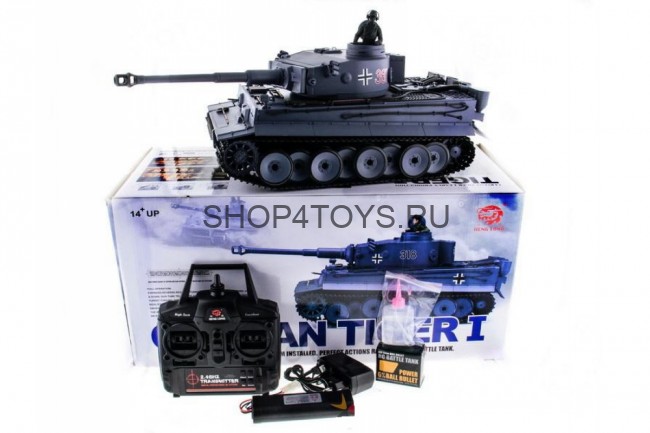 Радиоуправляемый танк HL Tiger / Тигр Li-Ion с дымом 1:16 2.4G - HL-3818-1