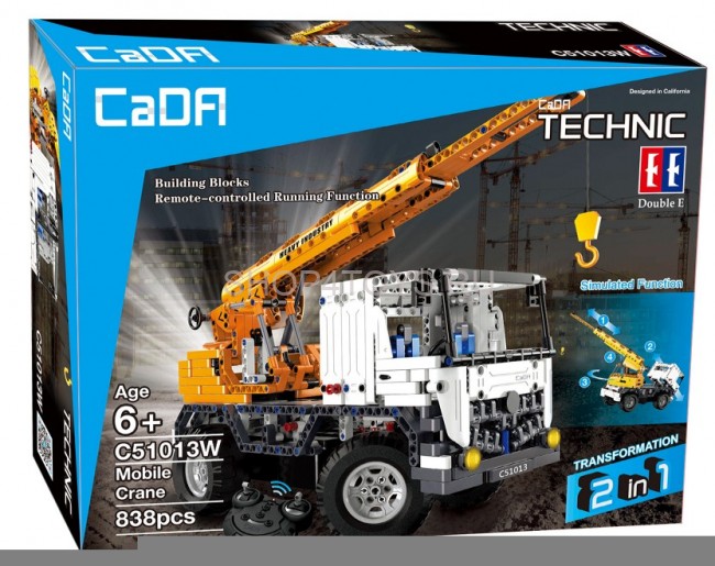 Радиоуправляемый конструктор автокран со стрелой / эвакуатор Cada Technics 2 в 1 - 2.4G - C51013W
