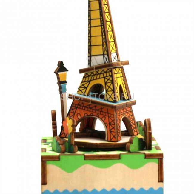 Деревянный 3D конструктор - музыкальная шкатулка Robotime "Romantic Eiffel" - AM308 Деревянный 3D конструктор - музыкальная шкатулка Robotime "Romantic Eiffel" - AM308