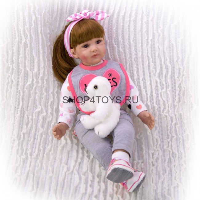 Большая реборн девочка с длинными волосами Пелагея 