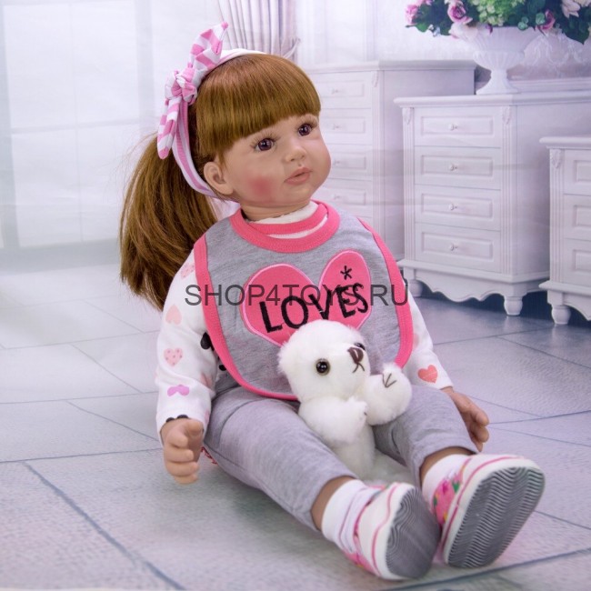 Большая реборн девочка с длинными волосами Пелагея 