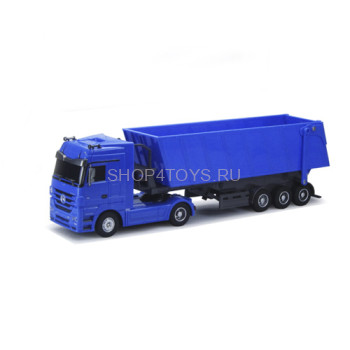 Радиоуправляемый грузовик Mercedes-Benz Actros Dump Trailer 1:32 - QY1101C-B Радиоуправляемый тягач  Mercedes-Benz с прицепом, который можно пристегивать и отстегивать с пульта. Поднимается и опускается кузов.