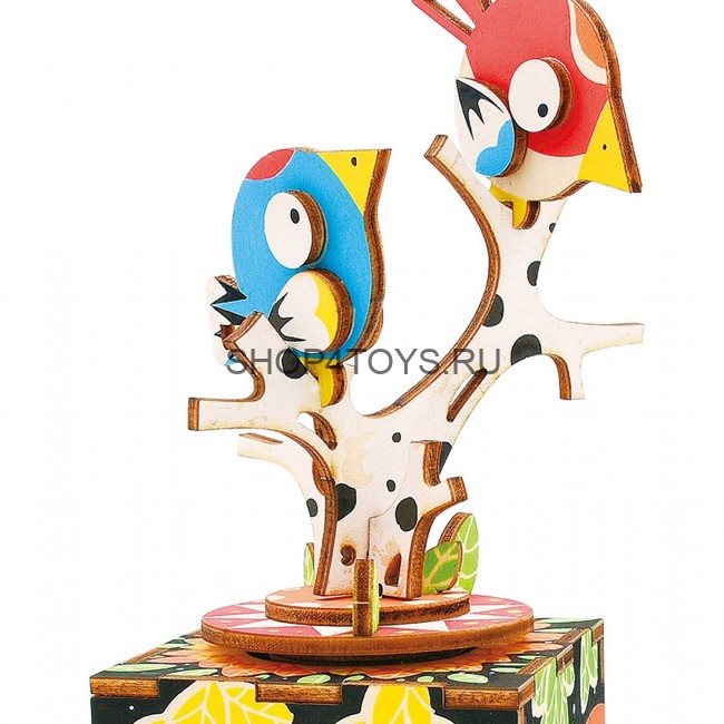 Деревянный 3D конструктор - музыкальная шкатулка Robotime "Song of Bird and Tree" - AM301