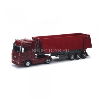 Радиоуправляемый грузовик Mercedes-Benz Actros Dump Trailer 1:32 - QY1101C-R Радиоуправляемый тягач  Mercedes-Benz с прицепом, который можно пристегивать и отстегивать с пульта. Поднимается и опускается кузов.