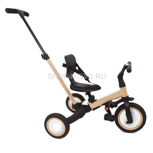 Детский беговел-велосипед 4в1 с родительской ручкой, бежевый - TR007-BEIGE Детский беговел-велосипед 4в1 с родительской ручкой, бежевый - TR007-BEIGE