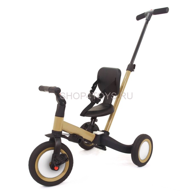 Детский беговел-велосипед 4в1 с родительской ручкой, бежевый - TR007-BEIGE Детский беговел-велосипед 4в1 с родительской ручкой, бежевый - TR007-BEIGE