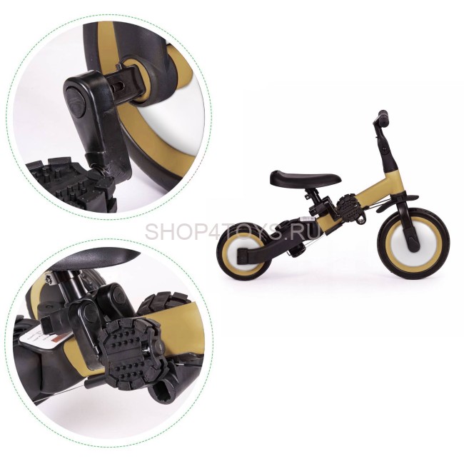 Детский беговел-велосипед 4в1 с родительской ручкой, бежевый - TR007-BEIGE Детский беговел-велосипед 4в1 с родительской ручкой, бежевый - TR007-BEIGE