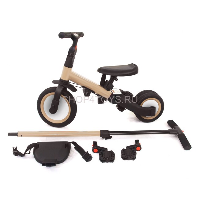 Детский беговел-велосипед 4в1 с родительской ручкой, бежевый - TR007-BEIGE Детский беговел-велосипед 4в1 с родительской ручкой, бежевый - TR007-BEIGE