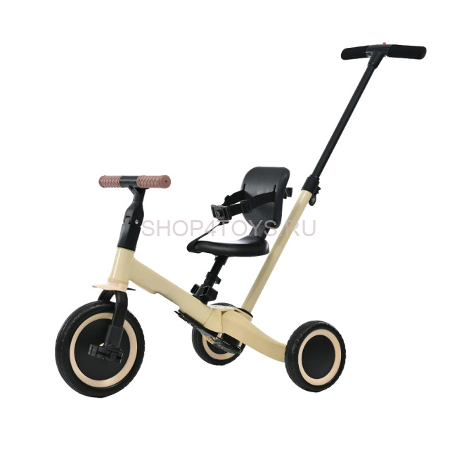 Детский беговел-велосипед 4в1 с родительской ручкой, бежевый - TR007-BEIGE Детский беговел-велосипед 4в1 с родительской ручкой, бежевый - TR007-BEIGE