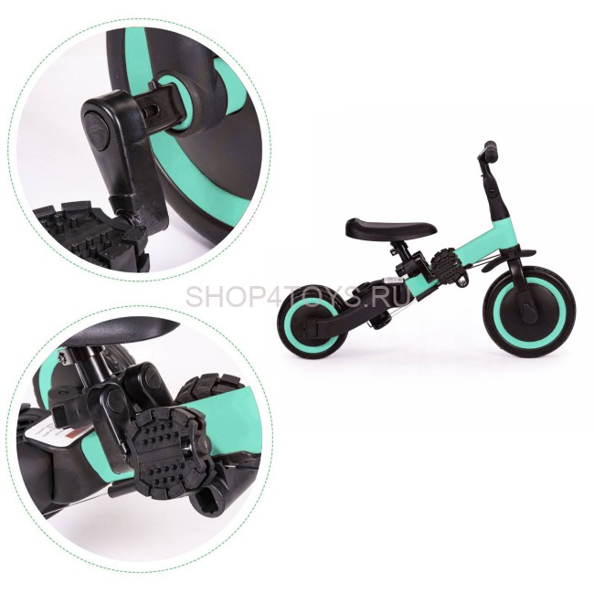Детский беговел-велосипед 4в1 с родительской ручкой, зеленый - TR007-CYAN Детский беговел-велосипед 4в1 с родительской ручкой, зеленый - TR007-CYAN
