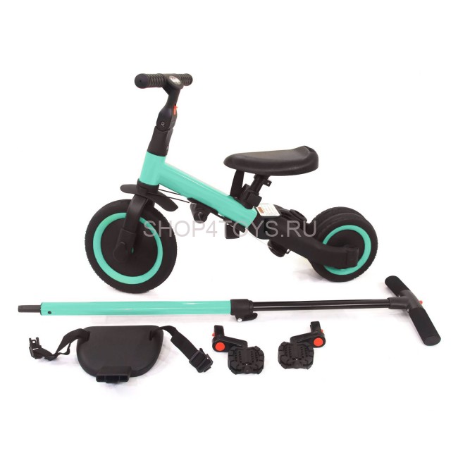 Детский беговел-велосипед 4в1 с родительской ручкой, зеленый - TR007-CYAN Детский беговел-велосипед 4в1 с родительской ручкой, зеленый - TR007-CYAN