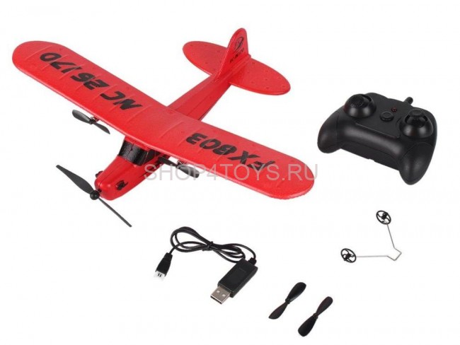 Радиоуправляемый самолет Piper Cub J3 для начинающих 2.4G - FX803-RED