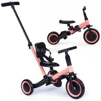 Детский беговел-велосипед 4в1 с родительской ручкой, розовый - TR007-PINK Детский беговел-велосипед 4в1 с родительской ручкой, розовый - TR007-PINK
