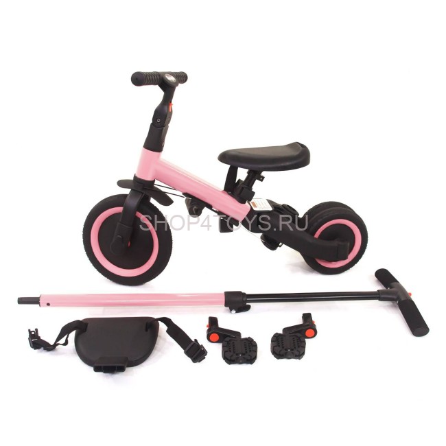 Детский беговел-велосипед 4в1 с родительской ручкой, розовый - TR007-PINK Детский беговел-велосипед 4в1 с родительской ручкой, розовый - TR007-PINK