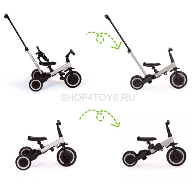 Детский беговел-велосипед 4в1 с родительской ручкой, серый - TR007-GREY Детский беговел-велосипед 4в1 с родительской ручкой, серый - TR007-GREY