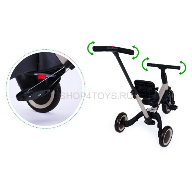 Детский беговел-велосипед 4в1 с родительской ручкой, серый - TR007-GREY Детский беговел-велосипед 4в1 с родительской ручкой, серый - TR007-GREY