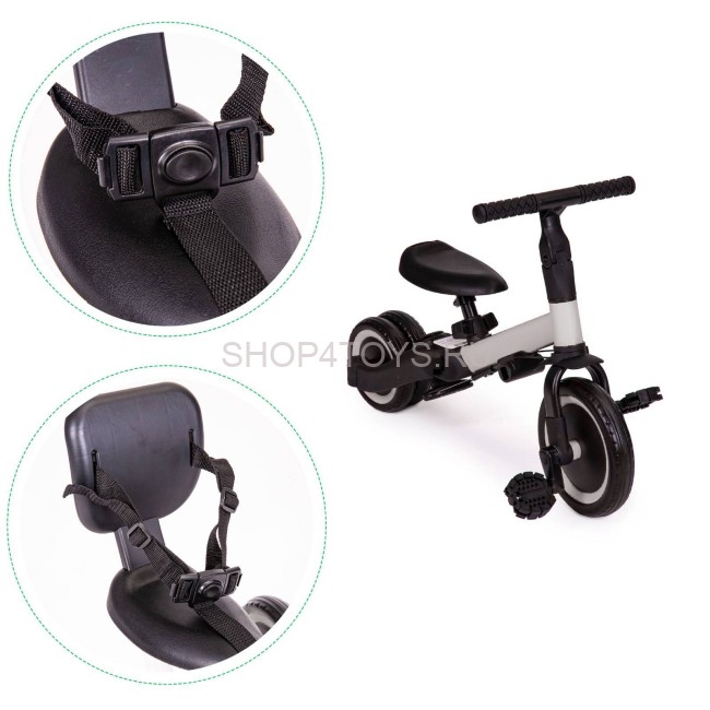 Детский беговел-велосипед 4в1 с родительской ручкой, серый - TR007-GREY Детский беговел-велосипед 4в1 с родительской ручкой, серый - TR007-GREY