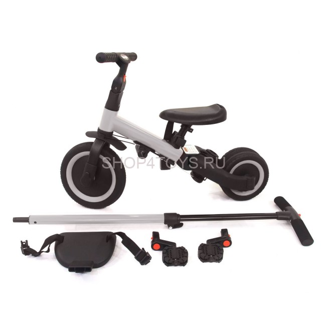 Детский беговел-велосипед 4в1 с родительской ручкой, серый - TR007-GREY Детский беговел-велосипед 4в1 с родительской ручкой, серый - TR007-GREY