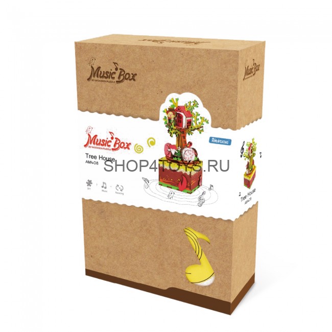 Деревянный 3D конструктор - музыкальная шкатулка Robotime "Tree House" - AM408