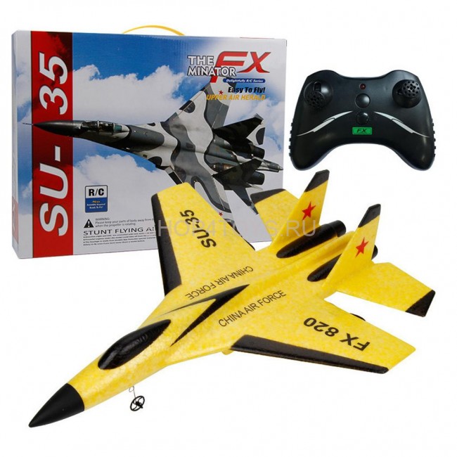 Радиоуправляемый самолет SU-35 для начинающих 2.4G - FX820-YELLOW Радиоуправляемый самолет SU-35 для начинающих 2.4G - FX820-YELLOW