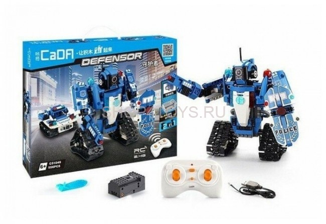 Конструктор радиоуправляемый CADA 2 в 1 полицейский робот-трансформер, 556 элементов - C51049W Конструктор радиоуправляемый CADA 2 в 1 полицейский робот-трансформер, 556 элементов - C51049W