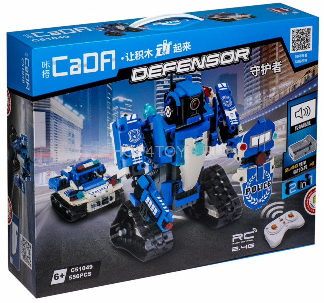 Конструктор радиоуправляемый CADA 2 в 1 полицейский робот-трансформер, 556 элементов - C51049W Конструктор радиоуправляемый CADA 2 в 1 полицейский робот-трансформер, 556 элементов - C51049W