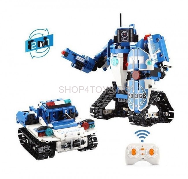 Конструктор радиоуправляемый CADA 2 в 1 полицейский робот-трансформер, 556 элементов - C51049W Конструктор радиоуправляемый CADA 2 в 1 полицейский робот-трансформер, 556 элементов - C51049W
