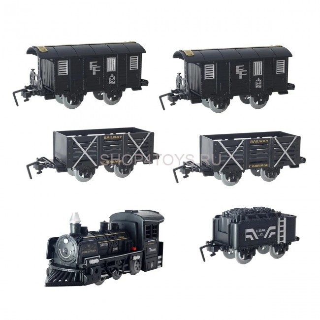 Железная дорога Fenfa (5 вагонов, звук, пускает пар) - 1603C Железная дорога Fenfa (5 вагонов, звук, пускает пар) - 1603C