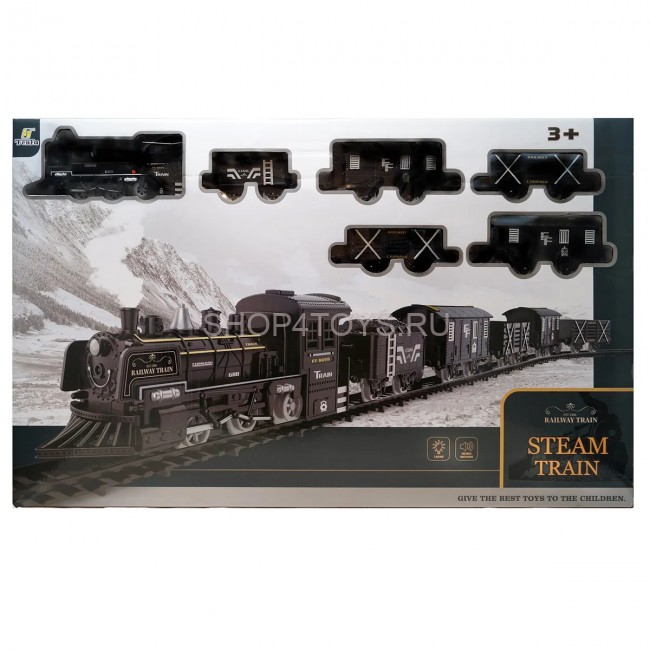 Железная дорога Fenfa (5 вагонов, звук, пускает пар) - 1603C Железная дорога Fenfa (5 вагонов, звук, пускает пар) - 1603C