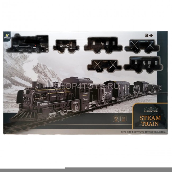 Железная дорога Fenfa (5 вагонов, звук, пускает пар) - 1603C Железная дорога Fenfa (5 вагонов, звук, пускает пар) - 1603C
