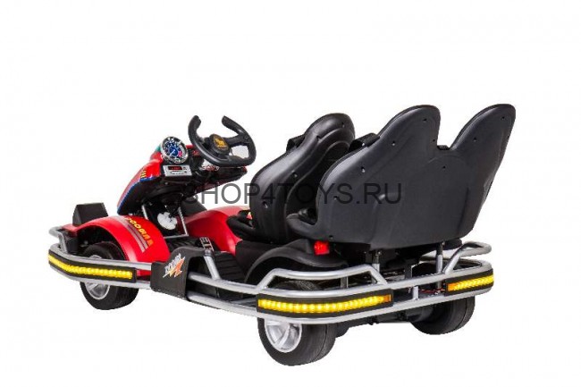 Детский спортивный 3-местный электрокарт Dongma Go Kart Red 12V - DMD-288