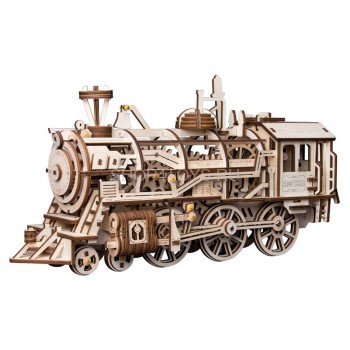 Деревянный 3D конструктор с приводом Robotime &quot;Locomotive&quot; - LK701 Деревянный 3D конструктор с приводом Robotime "Locomotive" - LK701