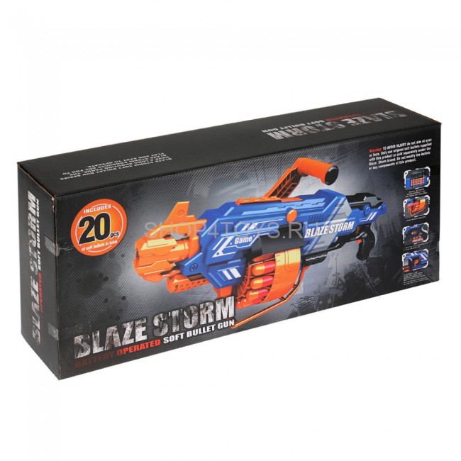 Автомат BlazeStorm с мягкими МЕГАпулями на батарейках - ZC7104 Автомат BlazeStorm с мягкими МЕГАпулями на батарейках - ZC7104