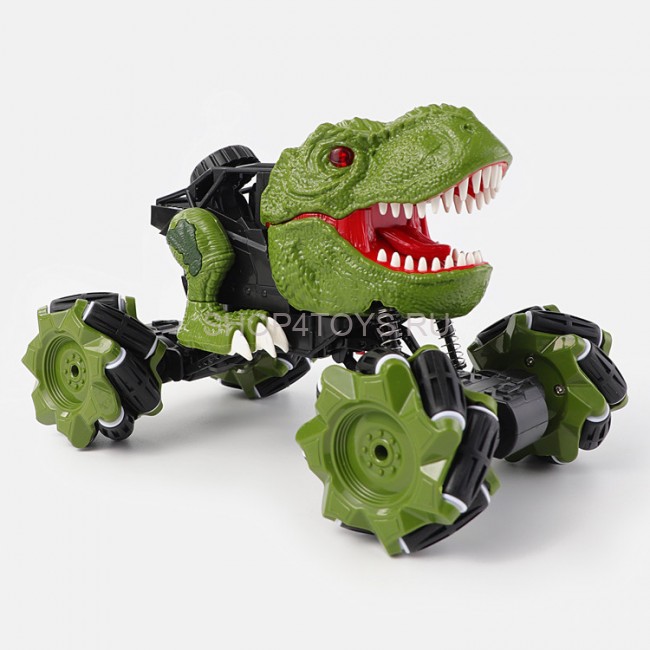 Радиоуправляемая зеленая машина-динозавр T-rex (дрифт колеса, пар) - 11810-GREEN