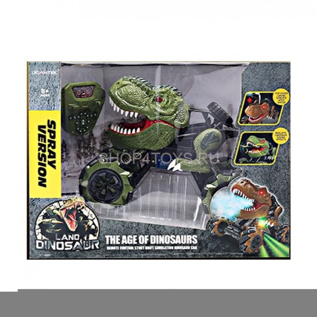 Радиоуправляемая зеленая машина-динозавр T-rex (дрифт колеса, пар) - 11810-GREEN