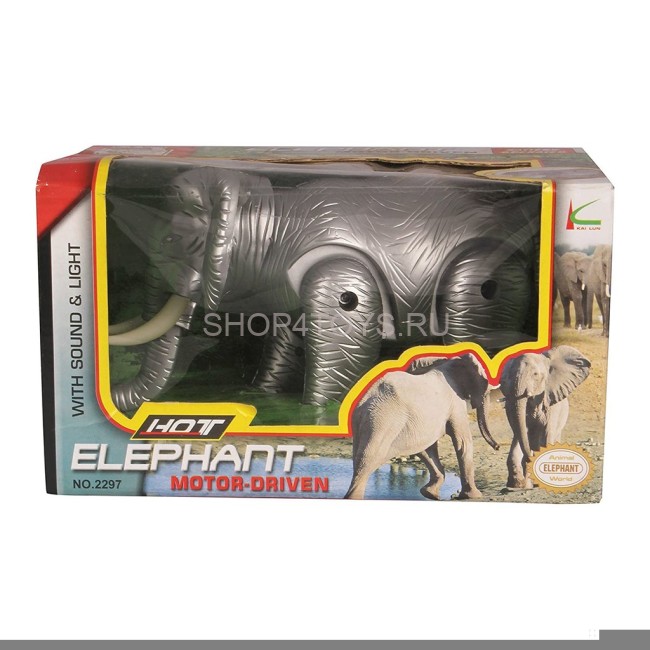 Интерактивный слон на батарейках (серый, звук, свет, движения) - CS-2297-GREY