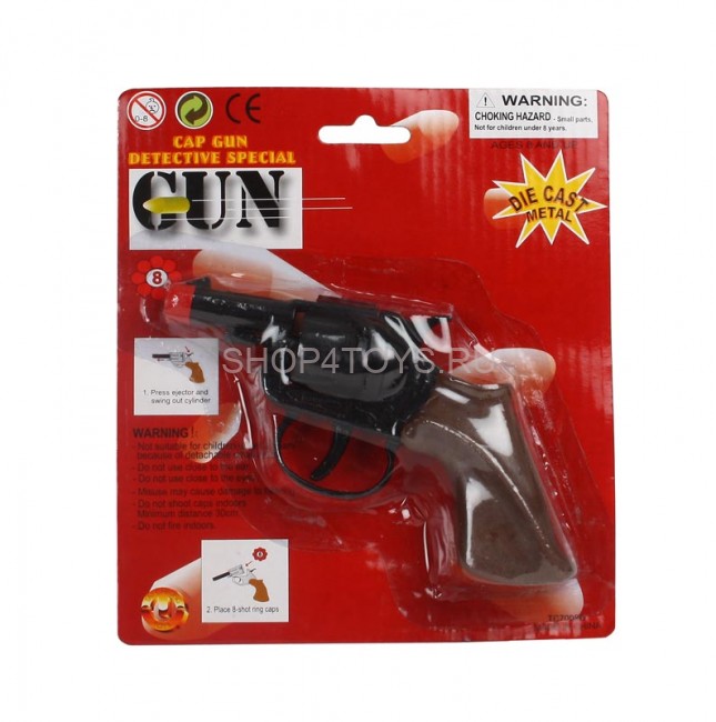 Револьвер металлический на 8 пистонов, длина 14см - TC7008B Револьвер металлический на 8 пистонов, длина 14см - TC7008B